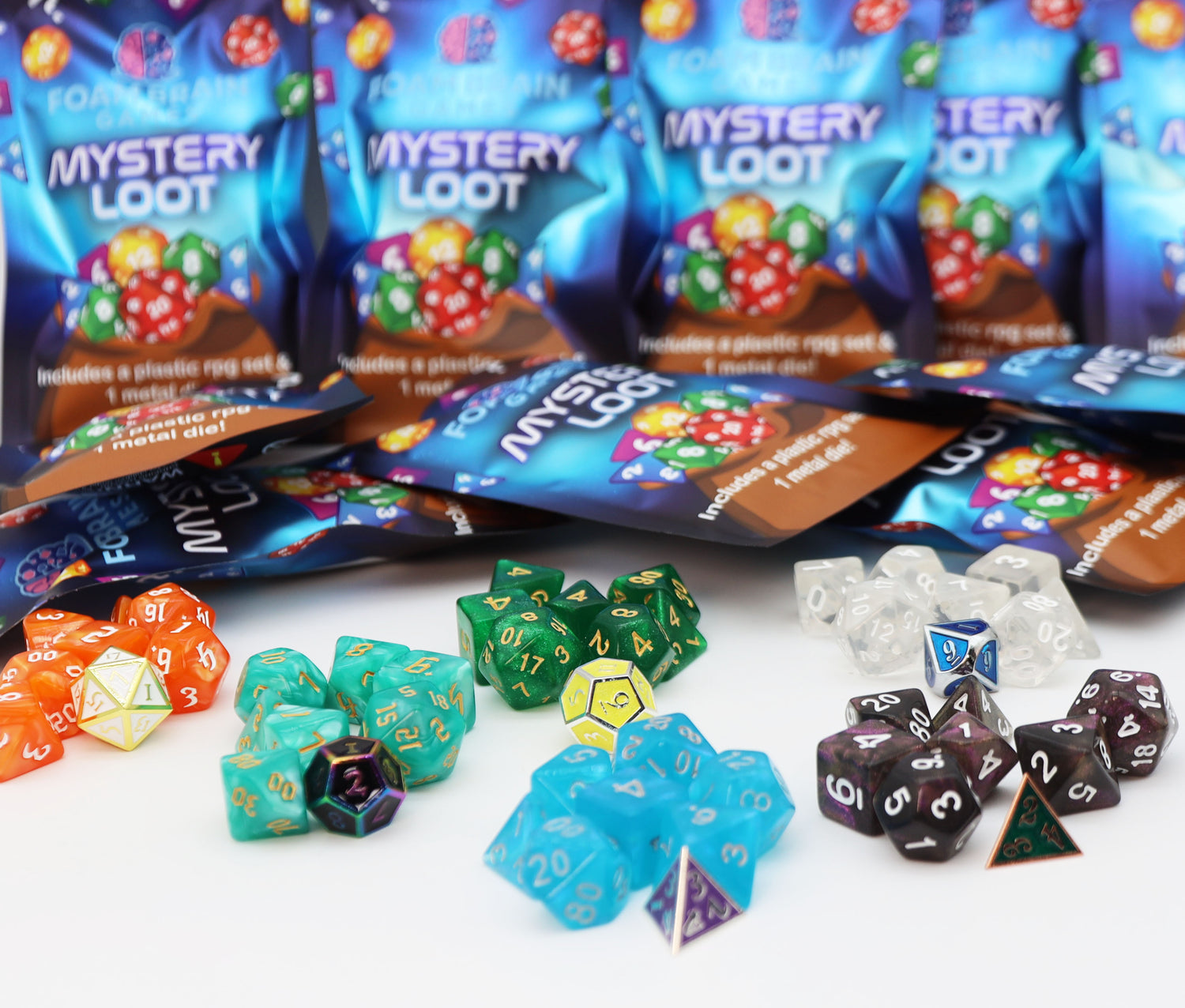 Mystery Loot: Plastic RPG Dice Set & Bonus Metal Die Mystery Loot Foam Brain Games