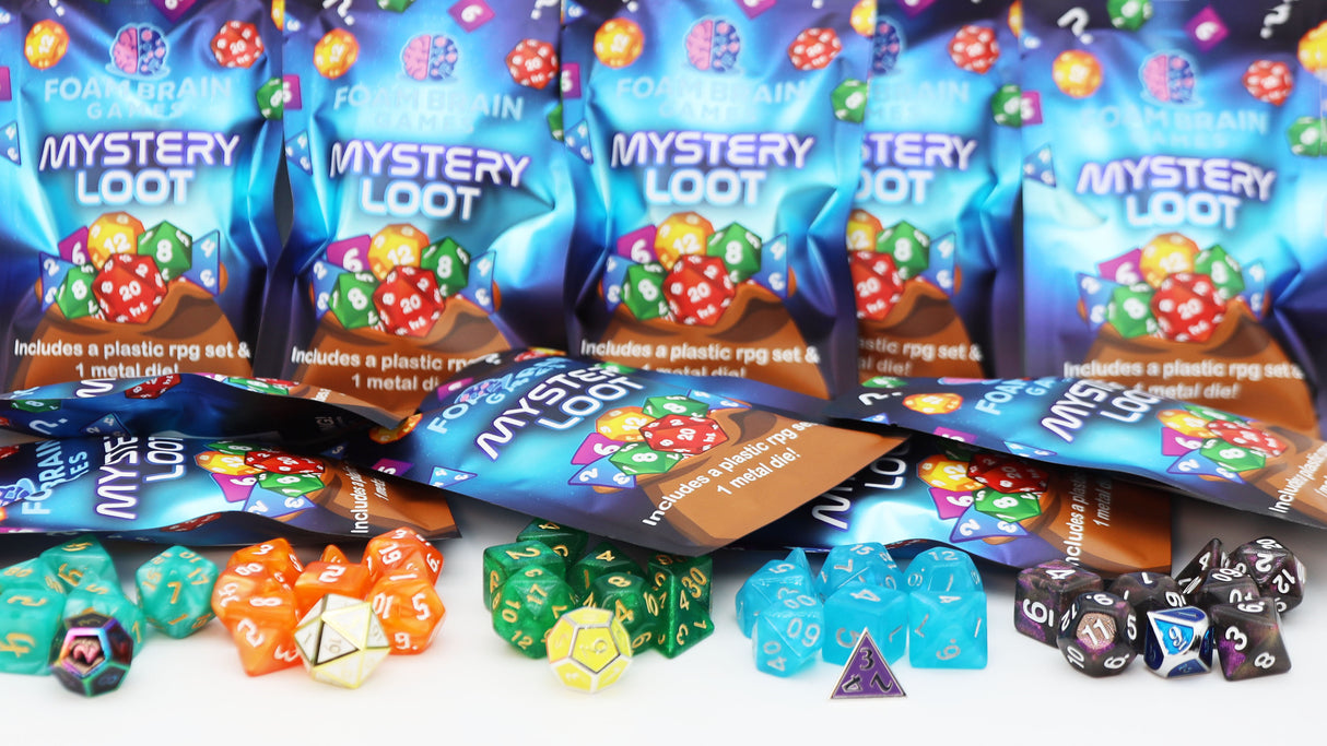 Mystery Loot: Plastic RPG Dice Set & Bonus Metal Die Mystery Loot Foam Brain Games
