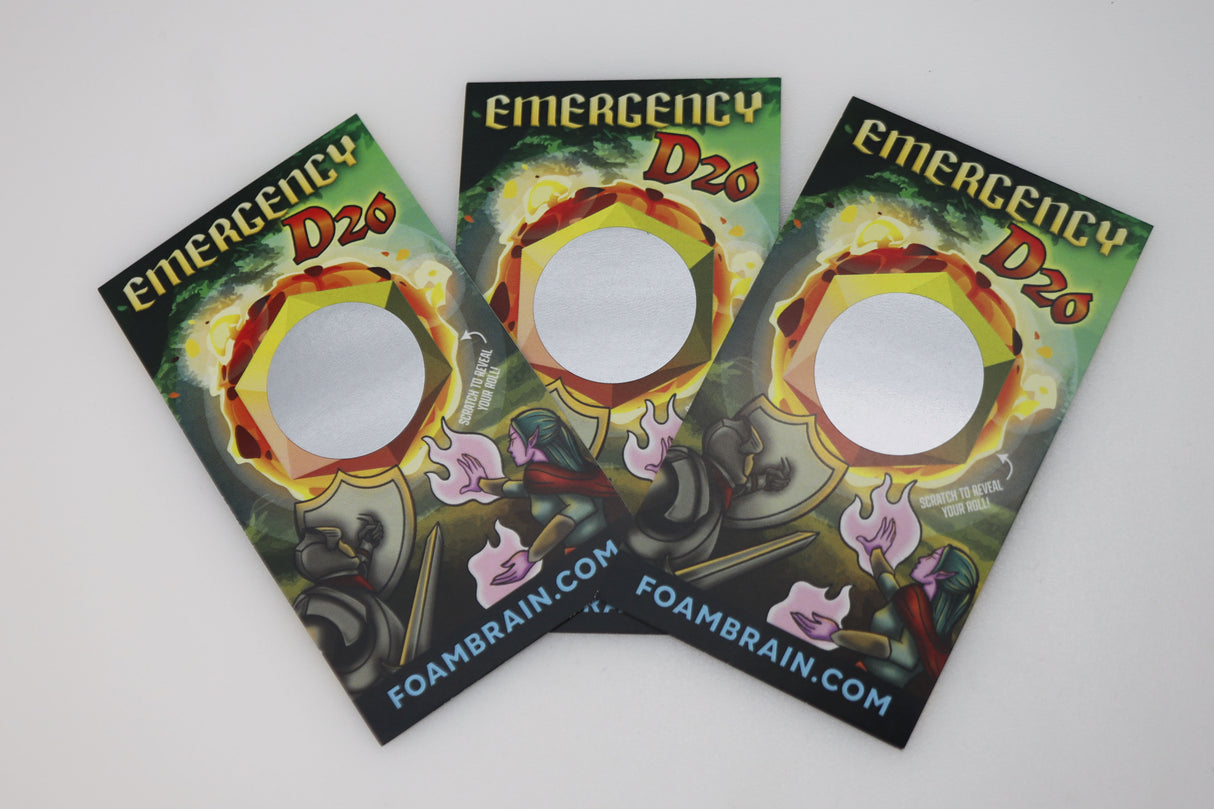 Emergency D20 Scratch Off Card (Includes 10 Cards) Scratch Off Card Foam Brain Games