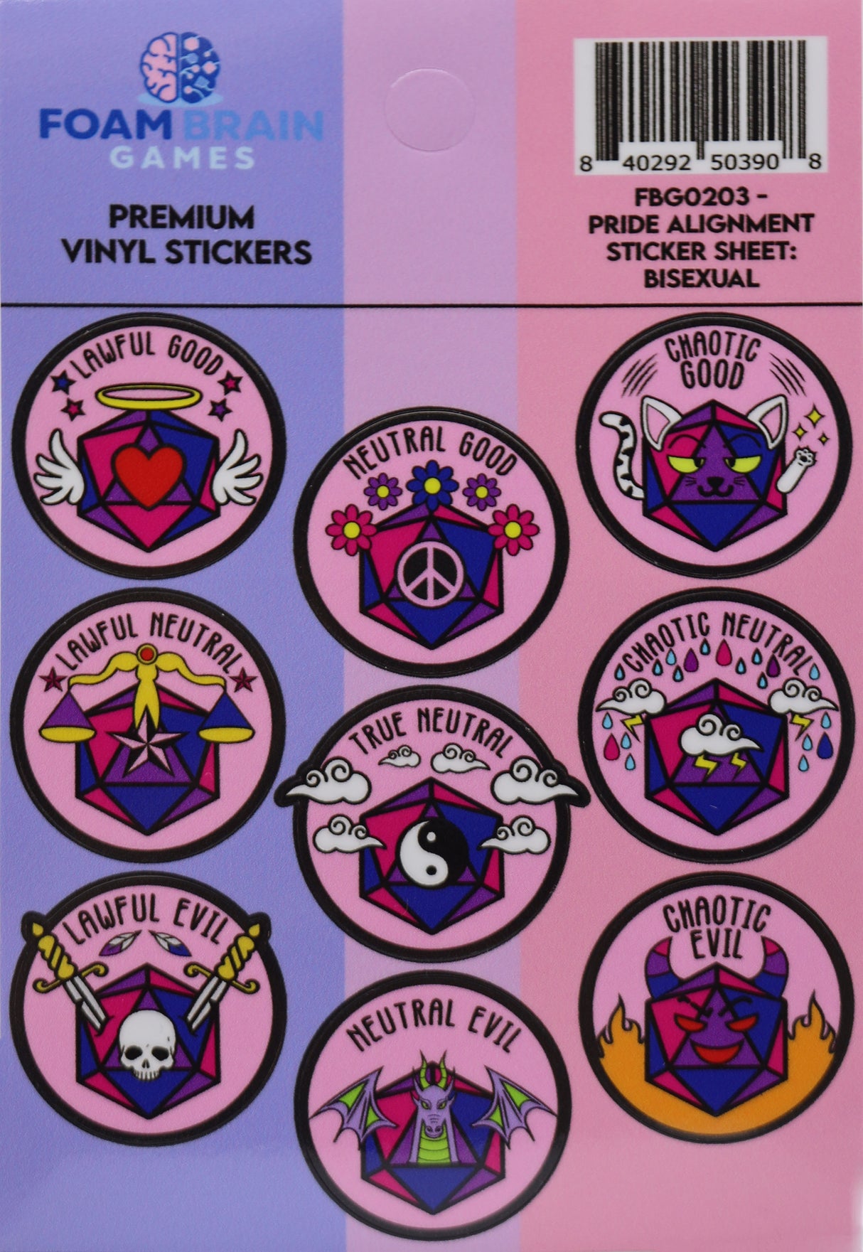 Pride Alignment Sticker Sheet: Bisexual Stickers Foam Brain Games