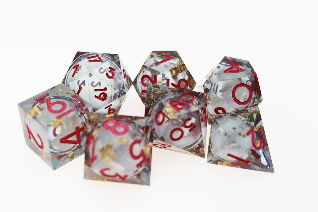 Sharp Edge Liquid Core RPG Dice Set - Crystal Asteroid Plastic Dice Foam Brain Games