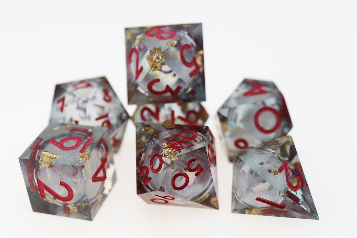 Sharp Edge Liquid Core RPG Dice Set - Crystal Asteroid Plastic Dice Foam Brain Games