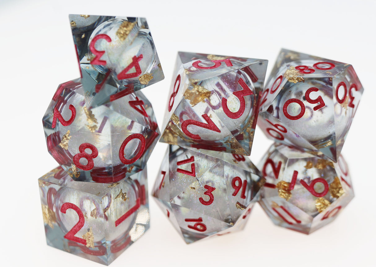 Sharp Edge Liquid Core RPG Dice Set - Crystal Asteroid Plastic Dice Foam Brain Games