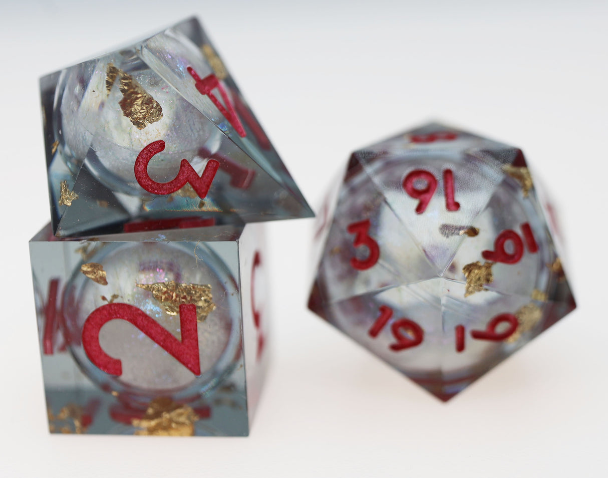 Sharp Edge Liquid Core RPG Dice Set - Crystal Asteroid Plastic Dice Foam Brain Games