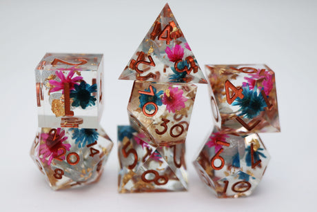 Sharp Edge Resin RPG Dice Set - Incalescent Garden Plastic Dice Foam Brain Games