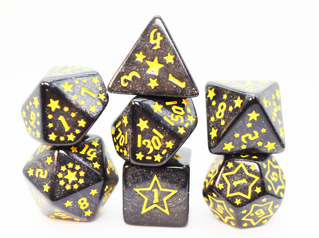 Shooting Stars: Barium RPG Dice Set Plastic Dice Foam Brain Games