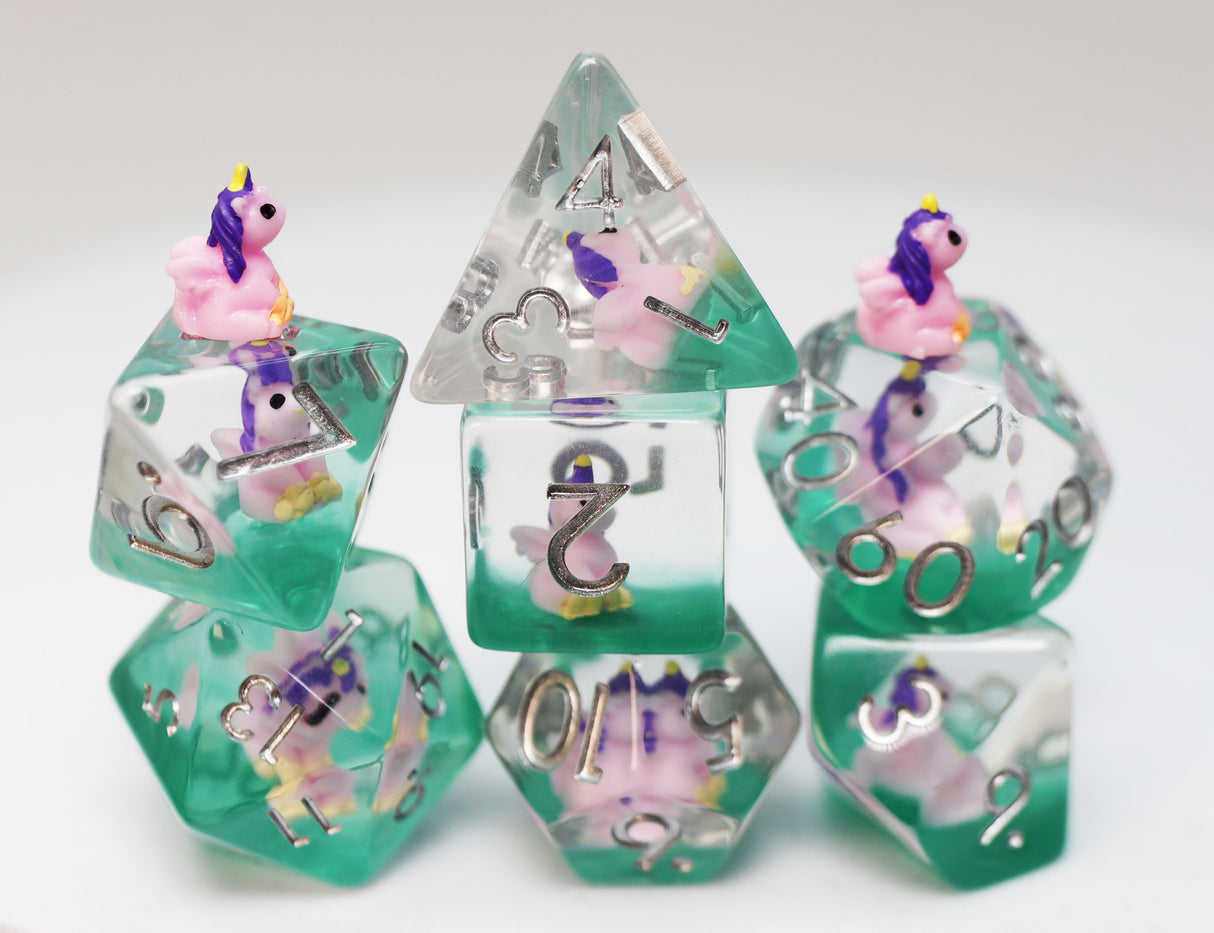Enchanting Unicorn RPG Dice Set Plastic Dice Foam Brain Games