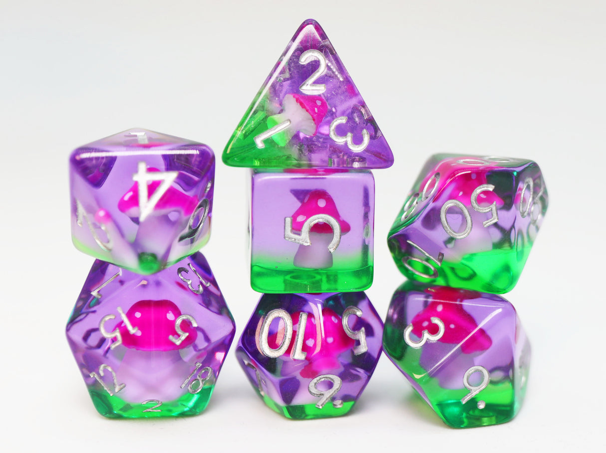 Fae Mushrooms RPG Dice Set Plastic Dice Foam Brain Games