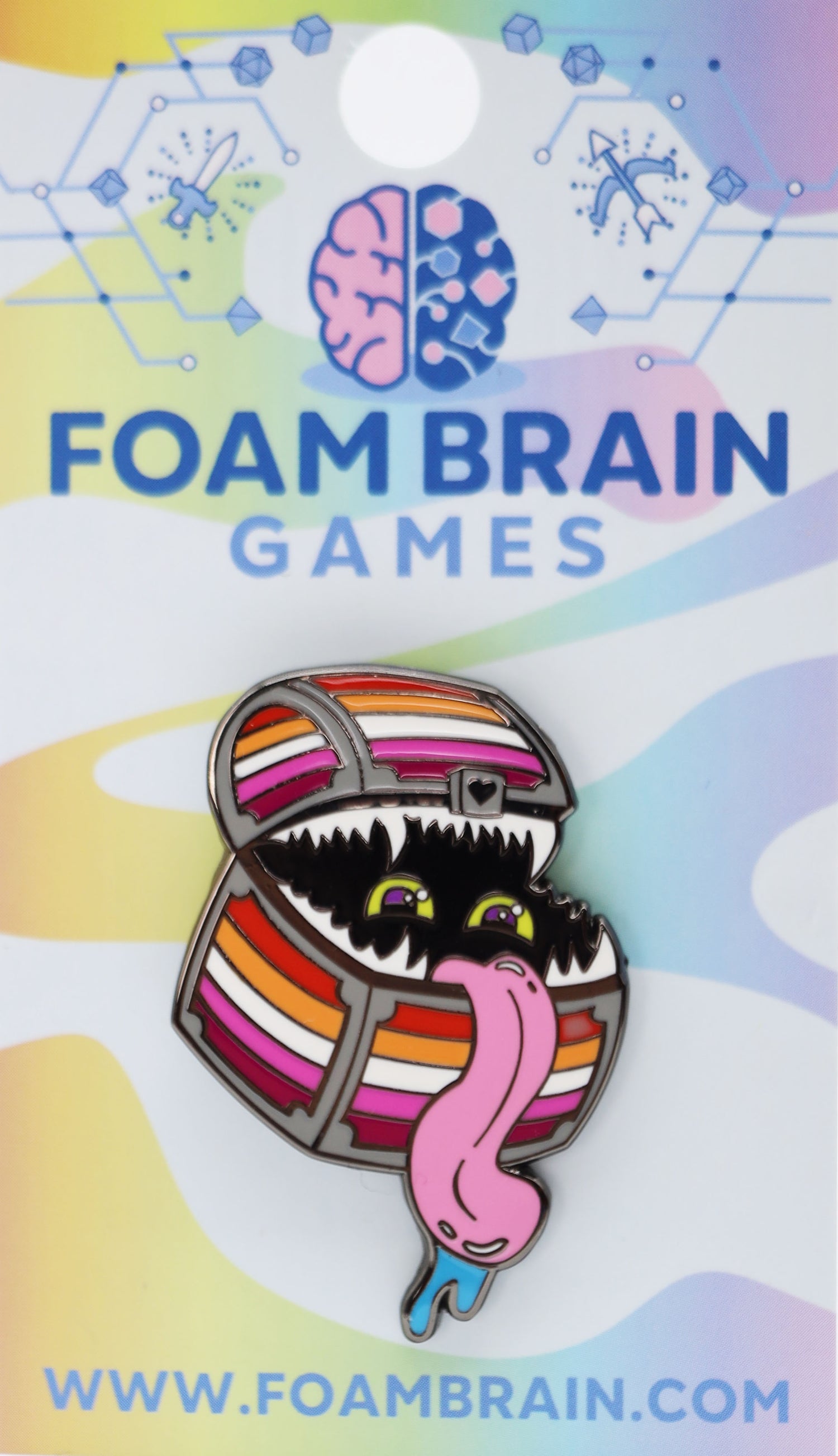 Enamel Mimic Pride Pin - Lesbian Enamel Pin Foam Brain Games