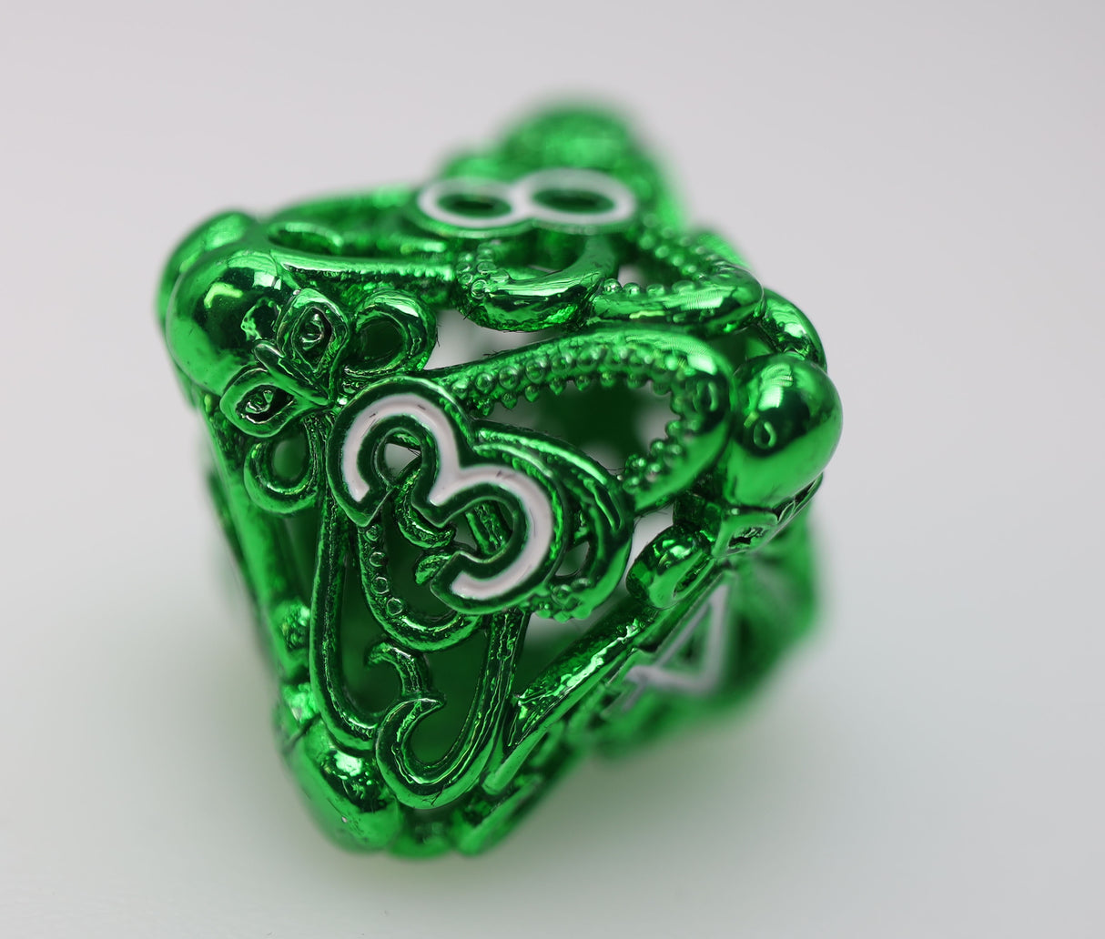 Mind Eater: Green - Hollow Metal RPG Dice Set Metal Dice Foam Brain Games