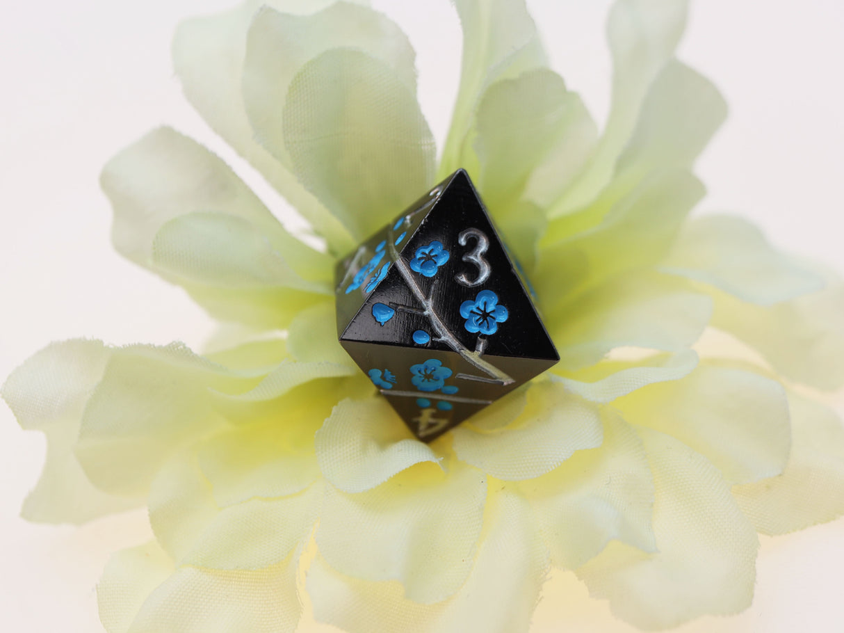 Metallic Bouquet: Dark Blue Pimpernel - Metal RPG Dice Set Metal Dice Foam Brain Games