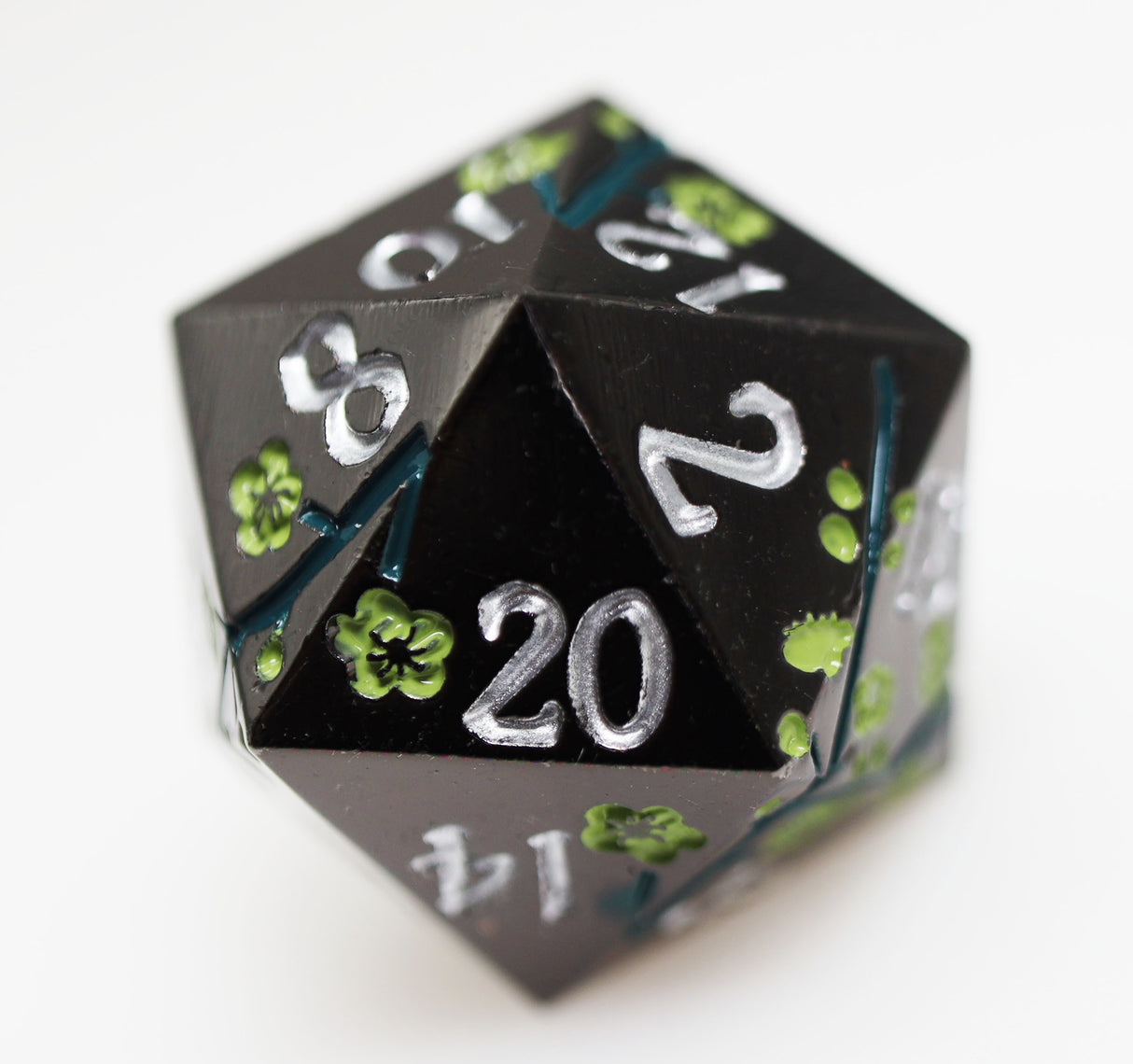 Metallic Bouquet: Dark Green Hellebore - Metal RPG Dice Set Metal Dice Foam Brain Games