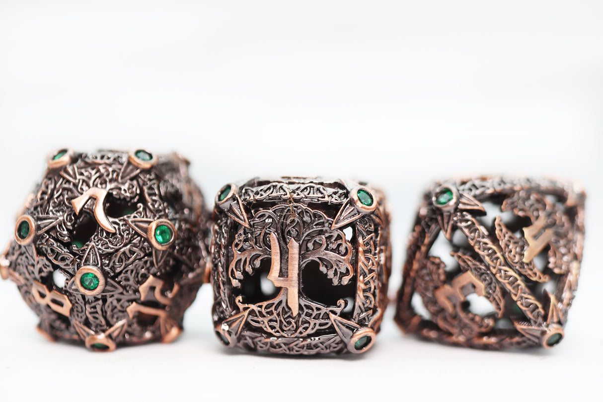 Trees of Virtue: Tree of Justice - Hollow Metal RPG Dice Set Metal Dice Foam Brain Games