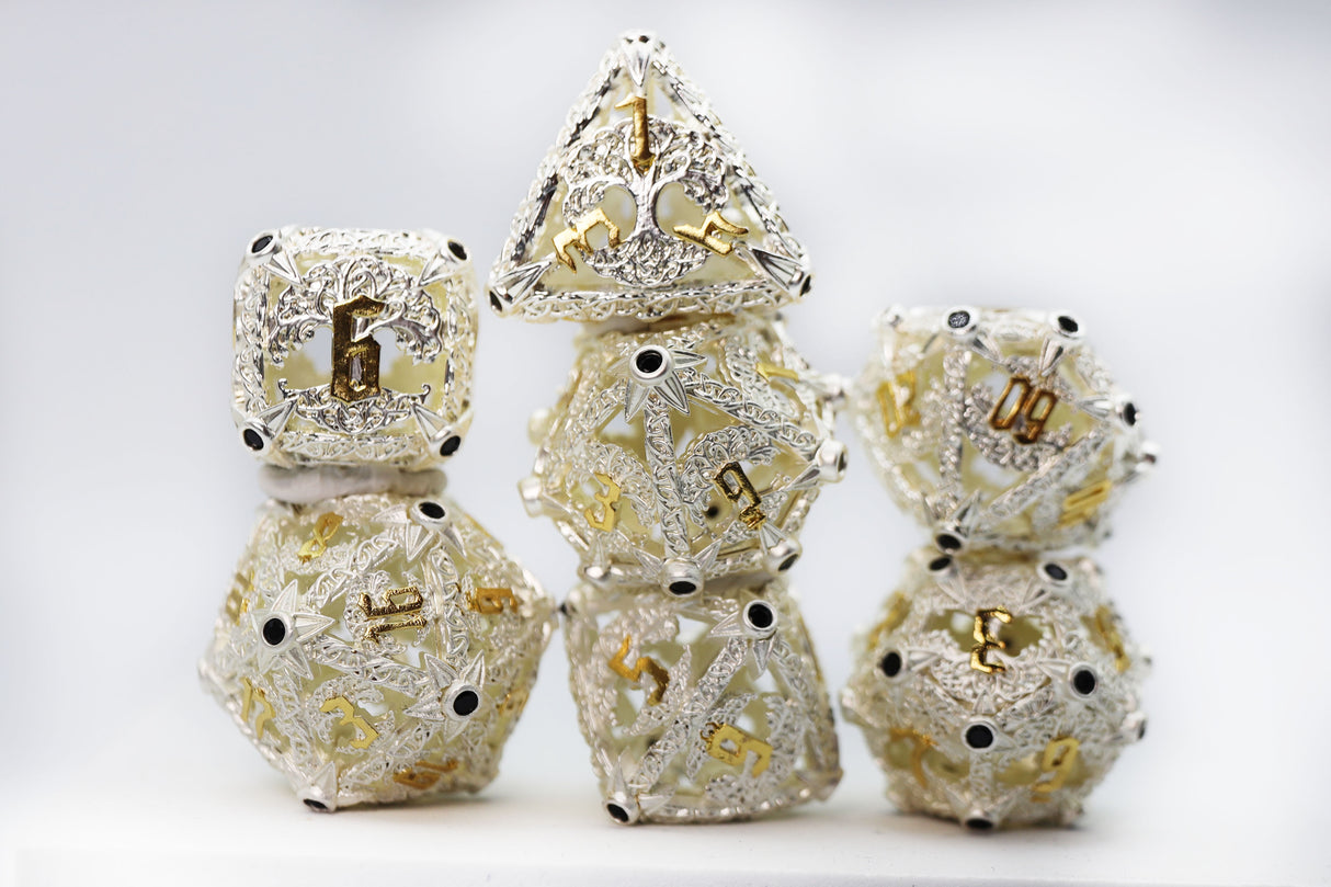 Trees of Virtue: Tree of Mercy - Hollow Metal RPG Dice Set Metal Dice Foam Brain Games