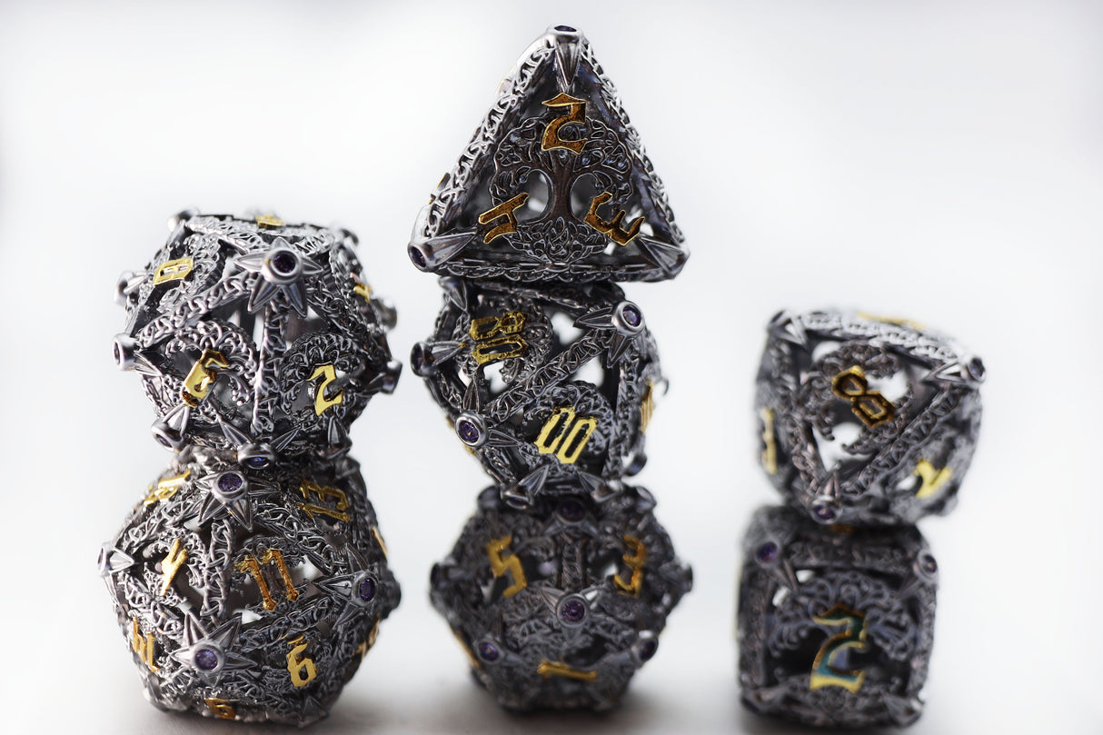 Trees of Virtue: Tree of Philomathy - Hollow Metal RPG Dice Set Metal Dice Foam Brain Games