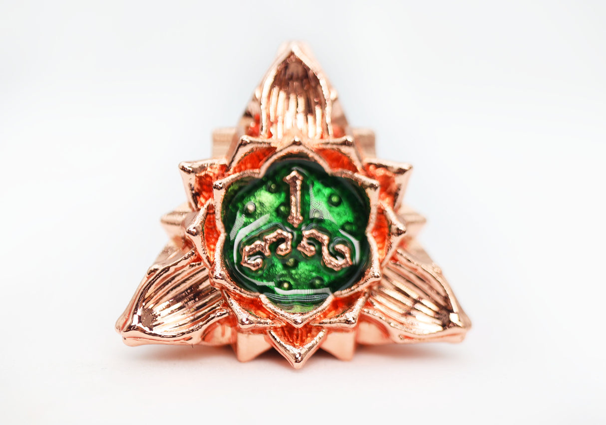 Floral Starburst: Emerald Caladium - Metal RPG Dice Set Metal Dice Foam Brain Games