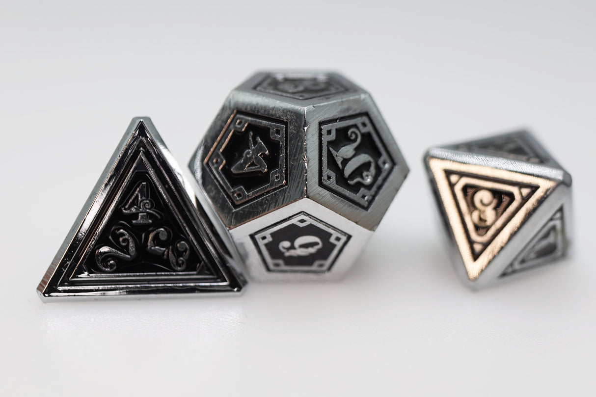 Alchemist Metals: Necrotic - Metal RPG Dice Set Metal Dice Foam Brain Games