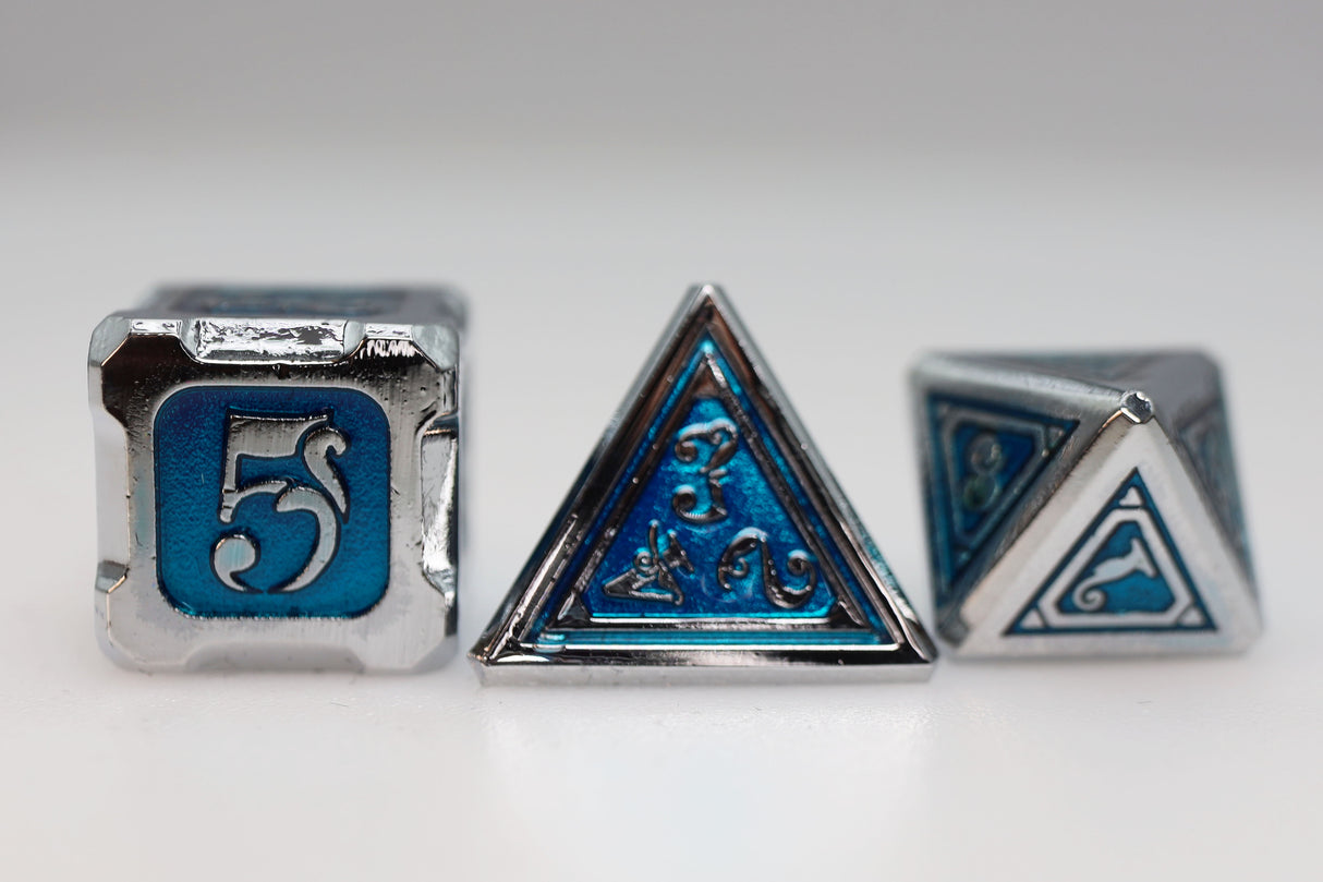 Alchemist Metals: Ice - Metal RPG Dice Set Metal Dice Foam Brain Games