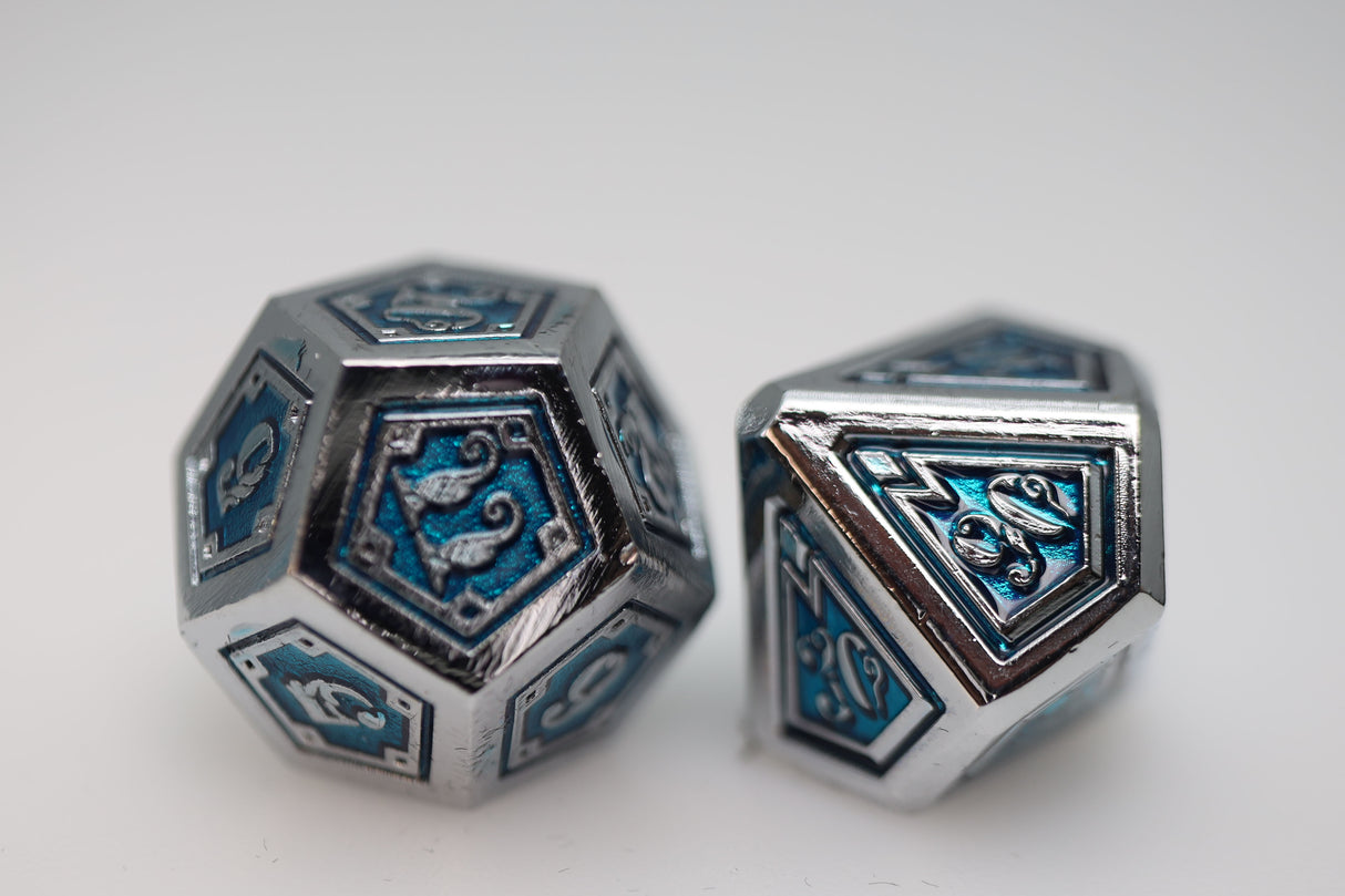 Alchemist Metals: Ice - Metal RPG Dice Set Metal Dice Foam Brain Games