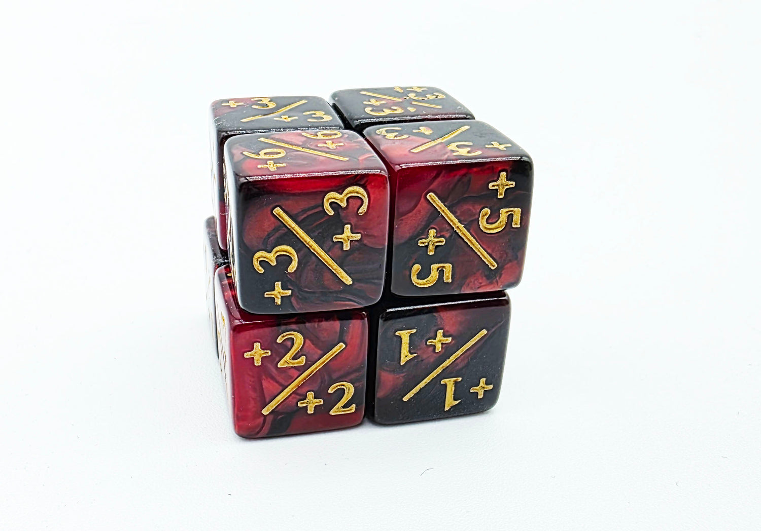 +1/+1 Red & Black Counters for Magic - set of 8 Plastic Dice Foam Brain Games