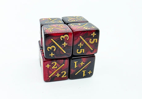 +1/+1 Red & Black Counters for Magic - set of 8 Plastic Dice Foam Brain Games