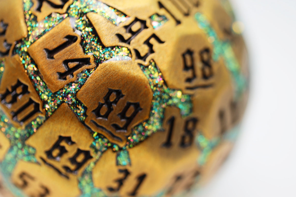 50mm Metal D100 - Beryllium Ore Metal Dice Foam Brain Games