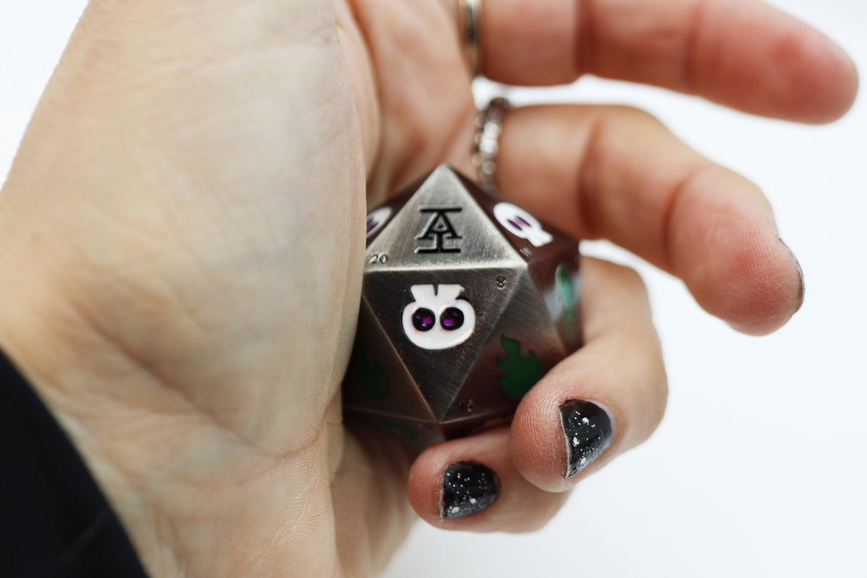 Acquisitions Inc Death Saving Throw 35mm Metal D20 Metal Dice Foam Brain Games