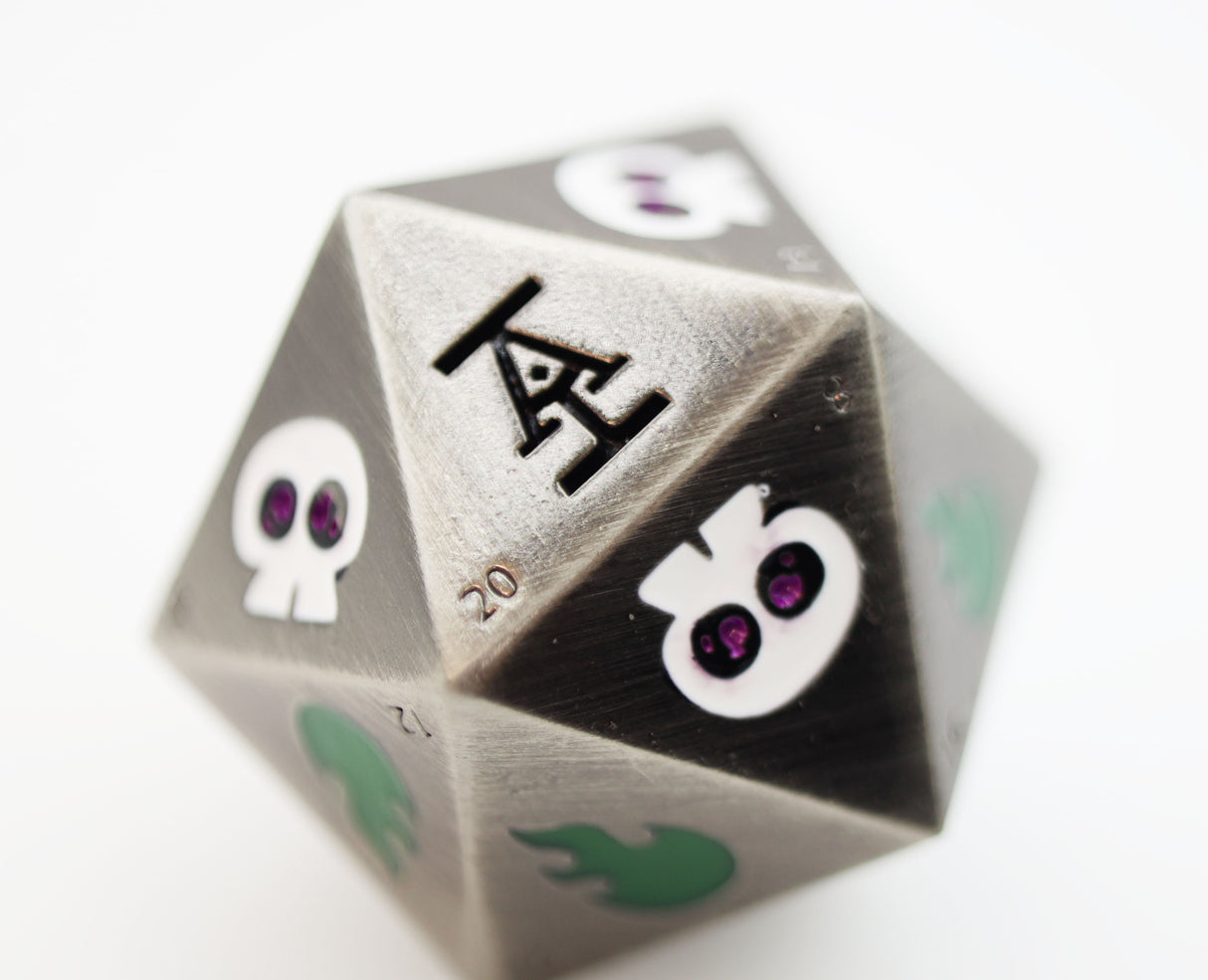 Acquisitions Inc Death Saving Throw 35mm Metal D20 Metal Dice Foam Brain Games