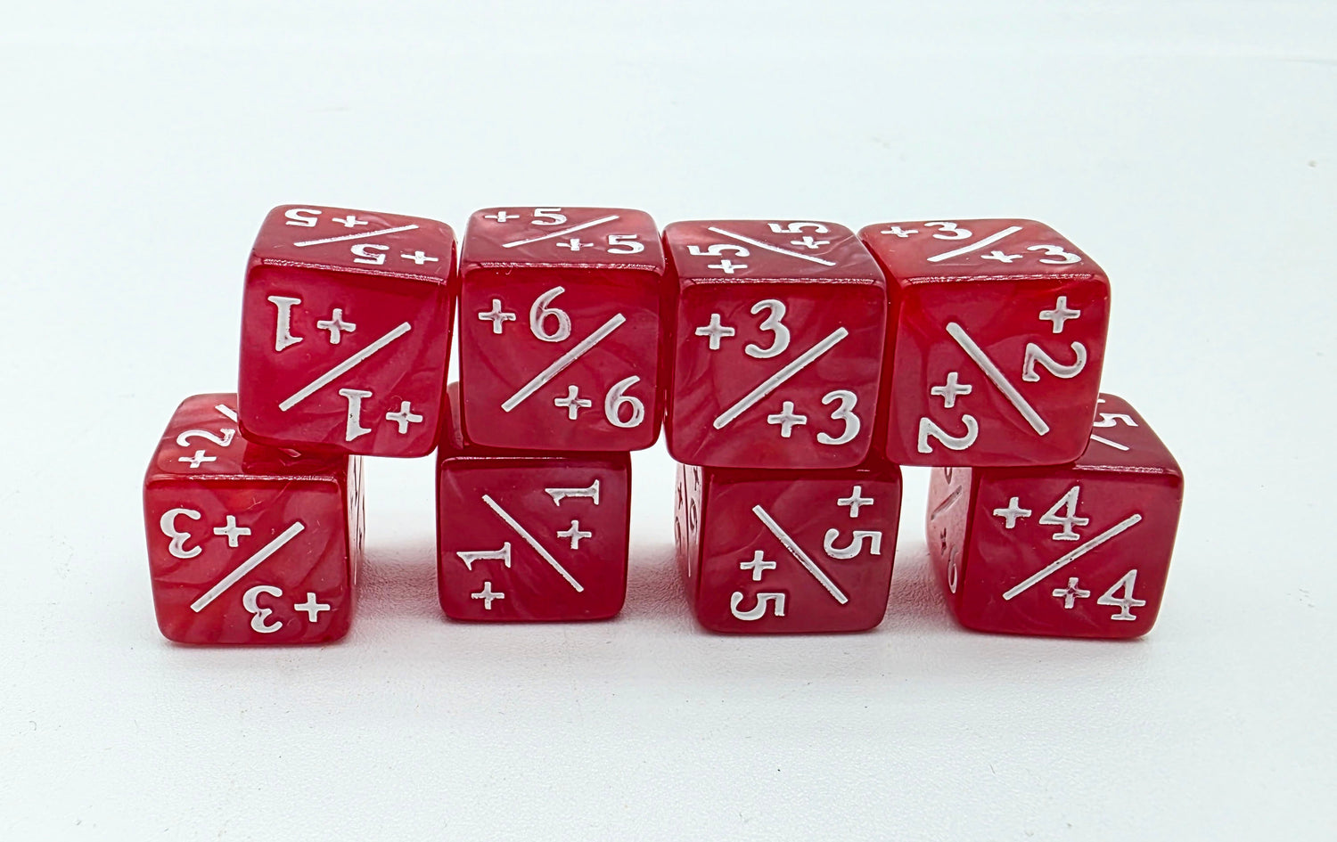 +1/+1 Pearl Red Counters for Magic - Set of 8 Plastic Dice Foam Brain Games