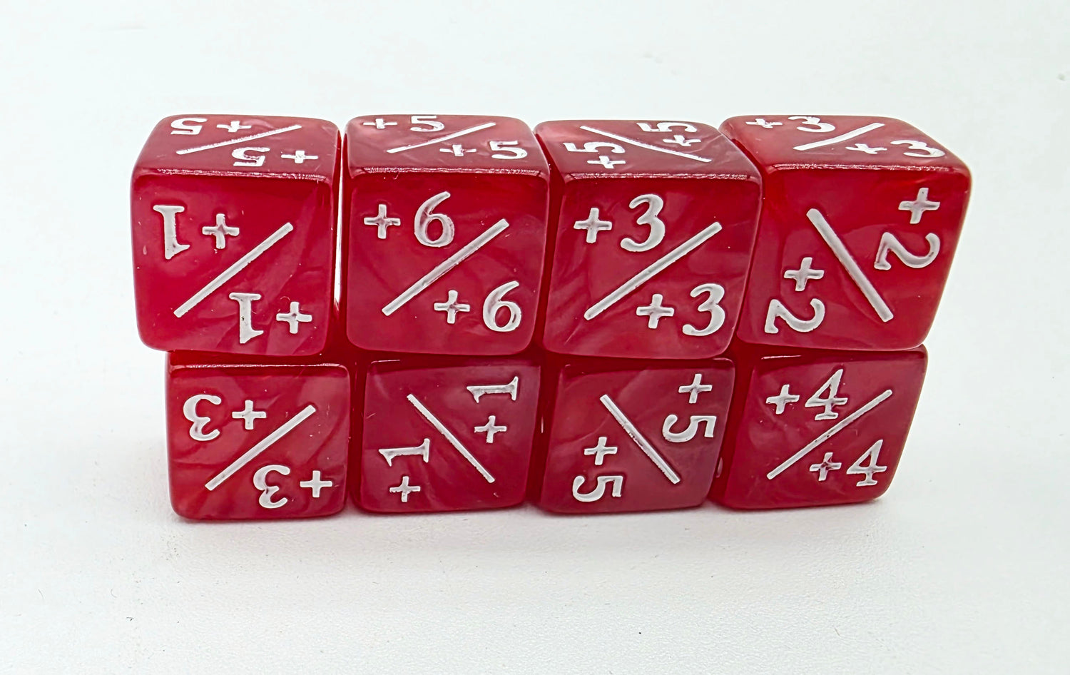 +1/+1 Pearl Red Counters for Magic - Set of 8 Plastic Dice Foam Brain Games
