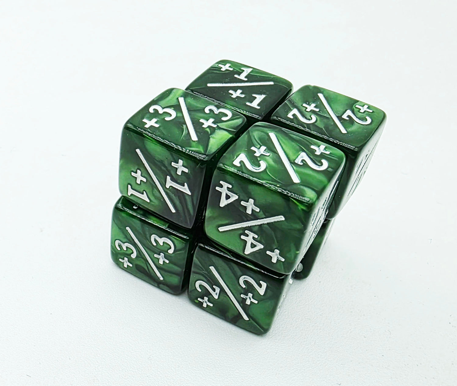 +1/+1 Pearl Green Counters for Magic - Set of 8 Plastic Dice Foam Brain Games