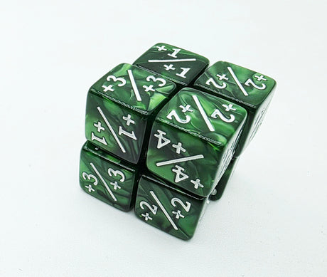 +1/+1 Pearl Green Counters for Magic - Set of 8 Plastic Dice Foam Brain Games