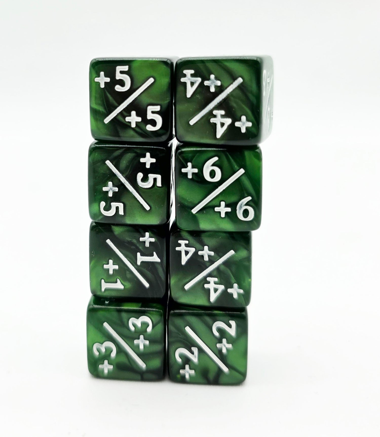 +1/+1 Pearl Green Counters for Magic - Set of 8 Plastic Dice Foam Brain Games
