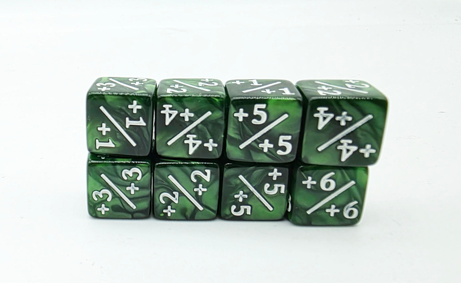 +1/+1 Pearl Green Counters for Magic - Set of 8 Plastic Dice Foam Brain Games