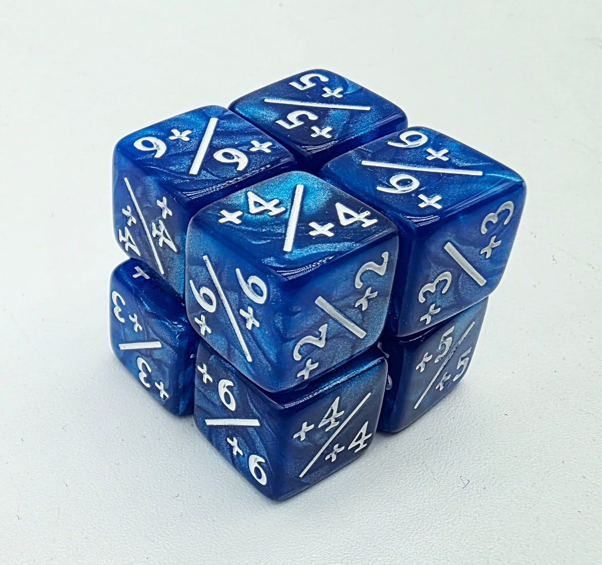 +1/+1 Pearl Blue Counters for Magic - Set of 8 Plastic Dice Foam Brain Games