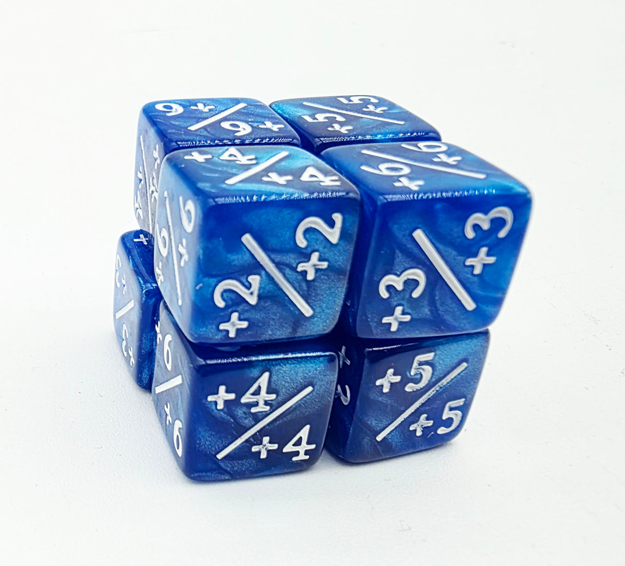 +1/+1 Pearl Blue Counters for Magic - Set of 8 Plastic Dice Foam Brain Games