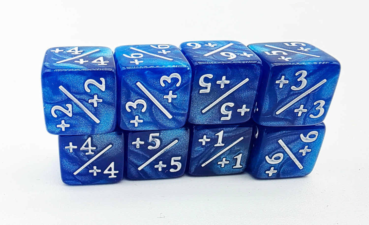 +1/+1 Pearl Blue Counters for Magic - Set of 8 Plastic Dice Foam Brain Games