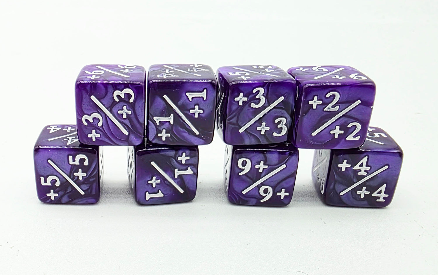 +1/+1 Pearl Purple Counters for Magic - Set of 8 Plastic Dice Foam Brain Games