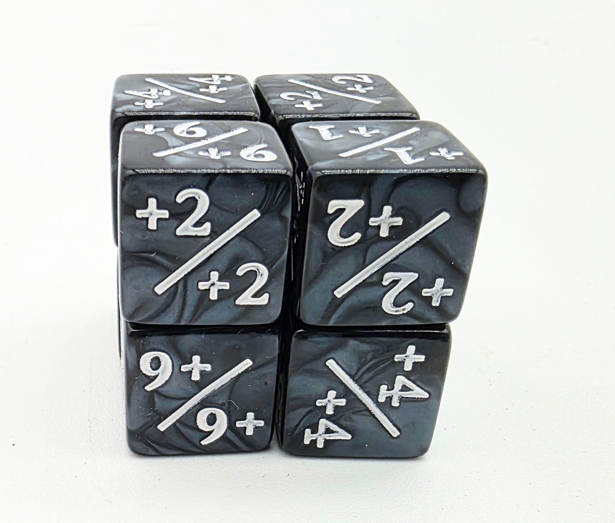 +1/+1 Pearl Black Counters with White for Magic - Set of 8 Plastic Dice Foam Brain Games