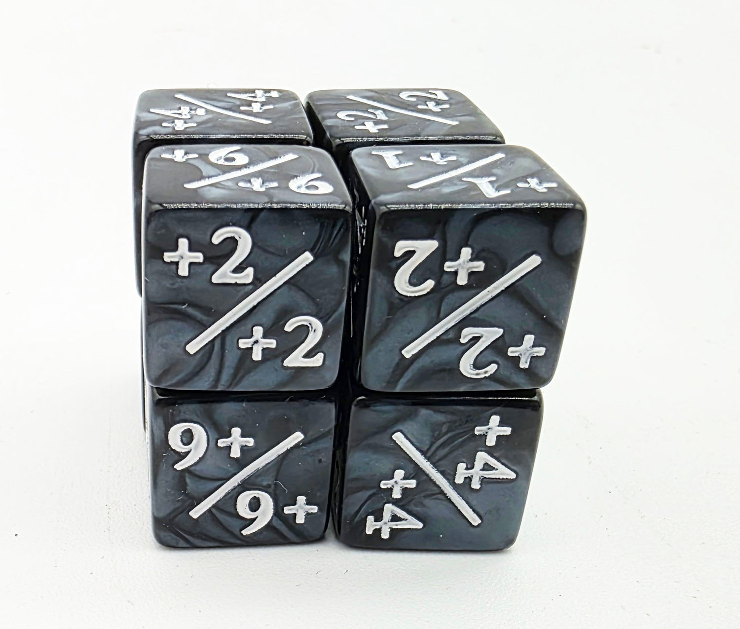 +1/+1 Pearl Black Counters with White for Magic - Set of 8 Plastic Dice Foam Brain Games