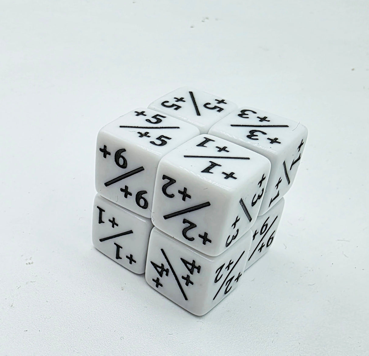 +1/+1 White Counters for Magic - Set of 8 Plastic Dice Foam Brain Games