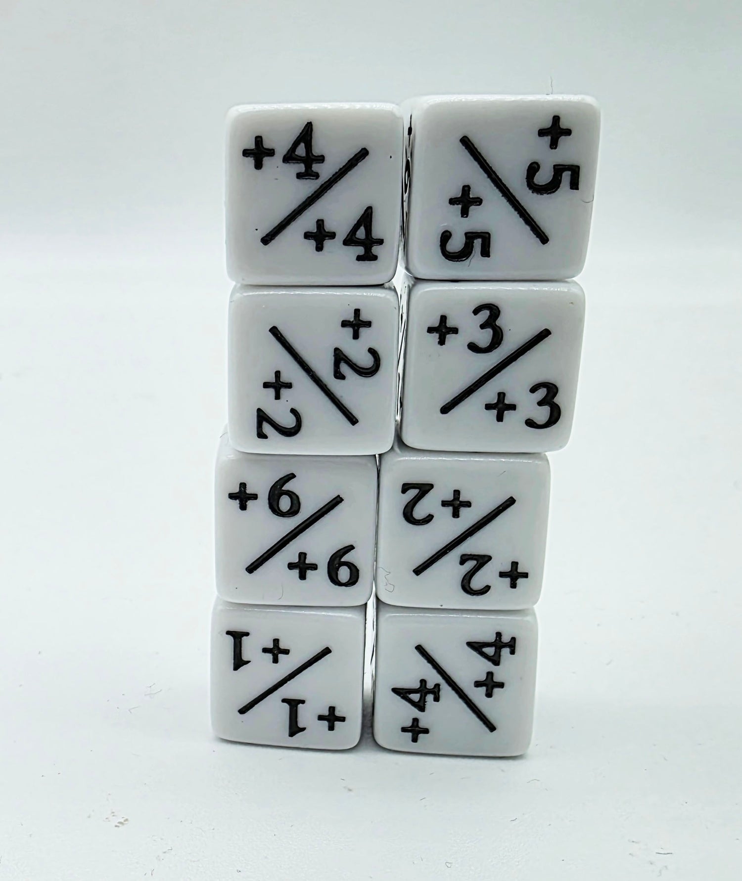 +1/+1 White Counters for Magic - Set of 8 Plastic Dice Foam Brain Games