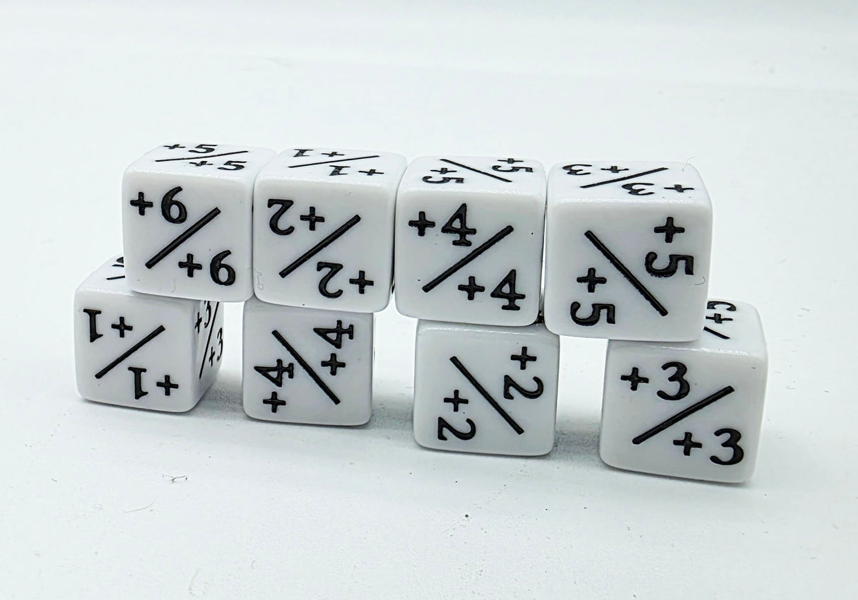 +1/+1 White Counters for Magic - Set of 8 Plastic Dice Foam Brain Games
