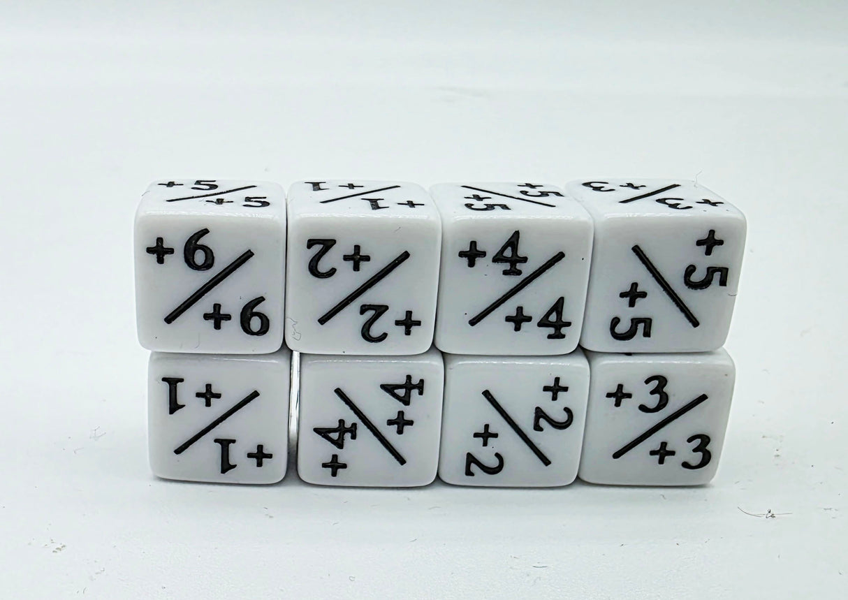 +1/+1 White Counters for Magic - Set of 8 Plastic Dice Foam Brain Games