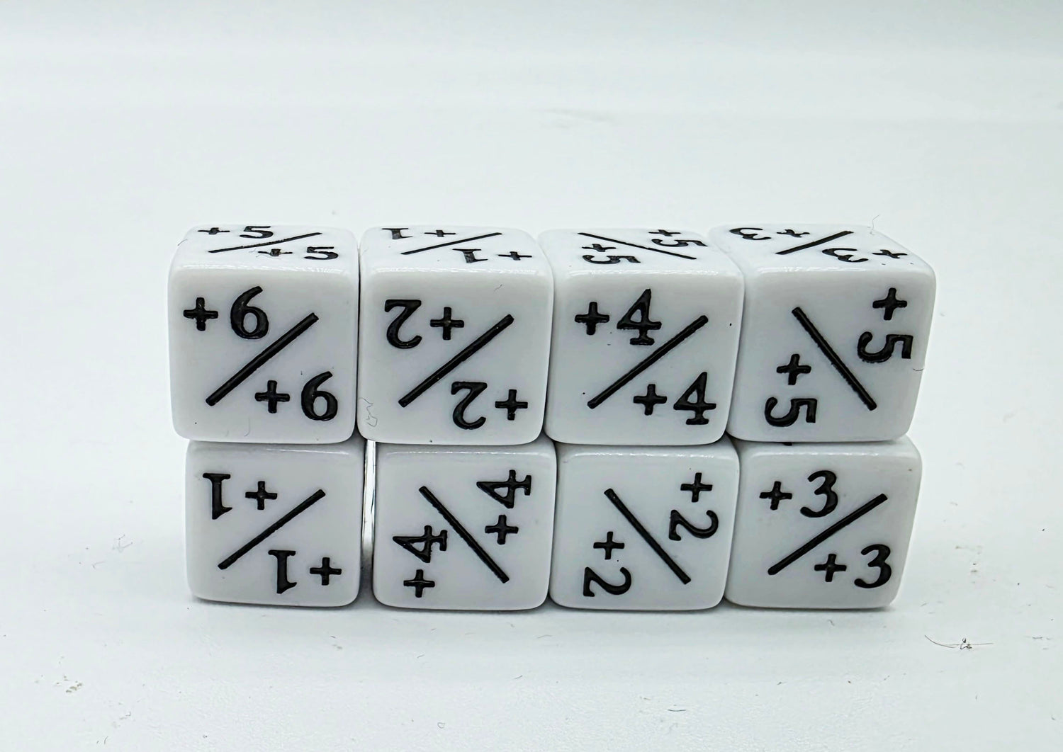 +1/+1 White Counters for Magic - Set of 8 Plastic Dice Foam Brain Games