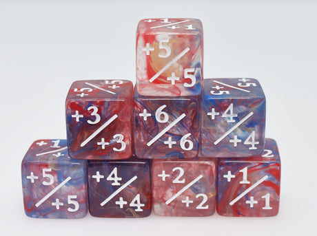 +1/+1 Primary Colored Marble Counters for Magic - Set of 8 Plastic Dice Foam Brain Games