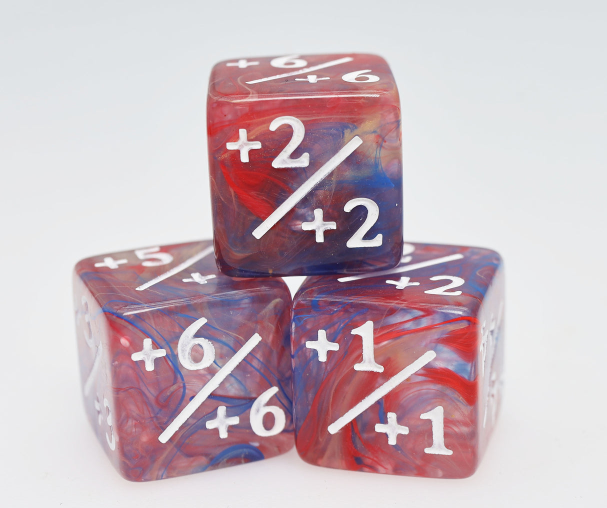 +1/+1 Primary Colored Marble Counters for Magic - Set of 8 Plastic Dice Foam Brain Games