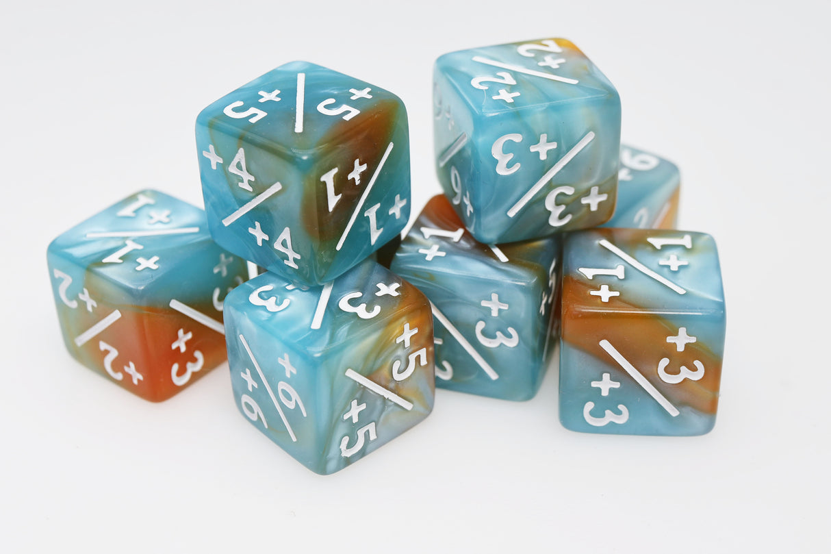 +1/+1 Blue & Gold Counters for Magic - Set of 8 Plastic Dice Foam Brain Games