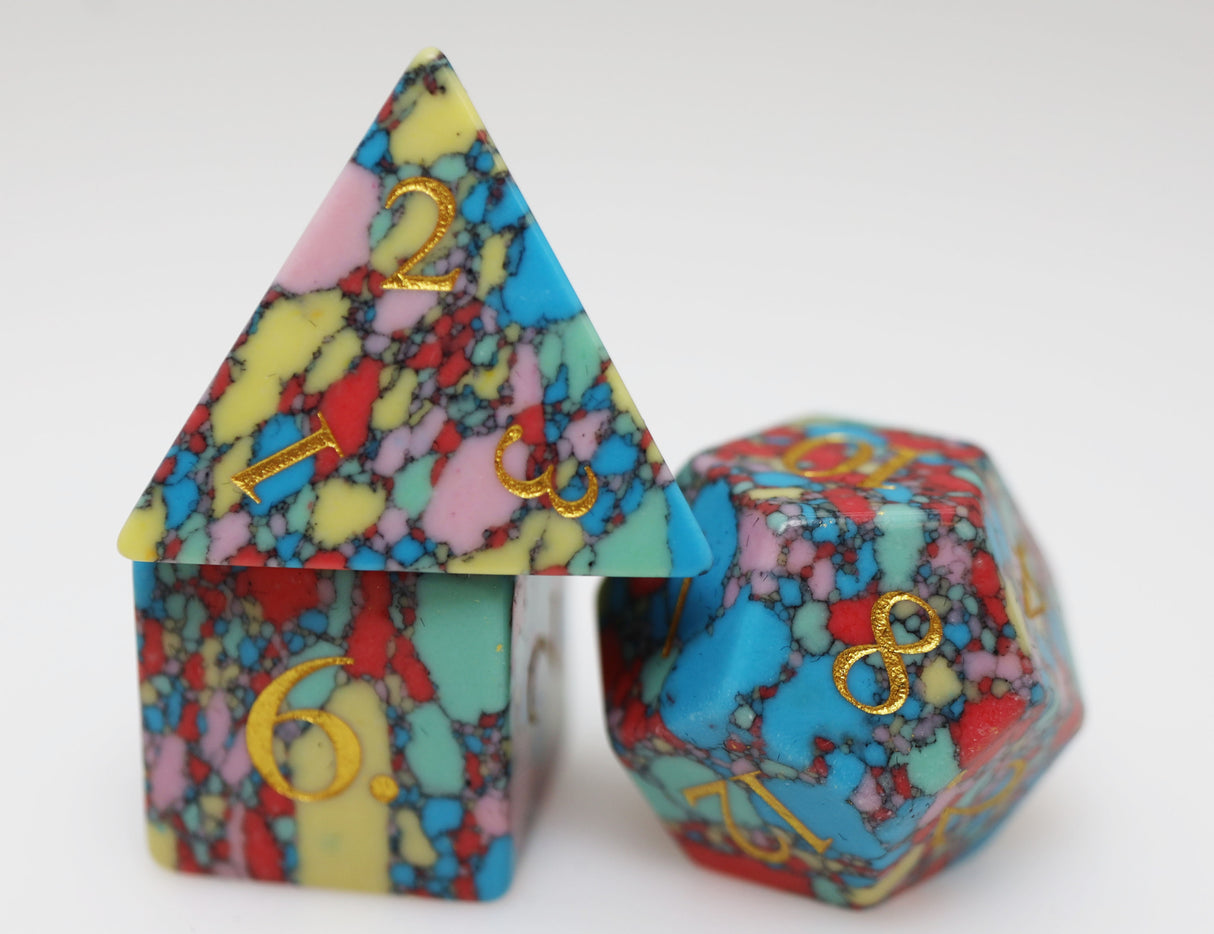 Textured Turquoise Pop Art - Engraved with Gold Stone Dice Foam Brain Games