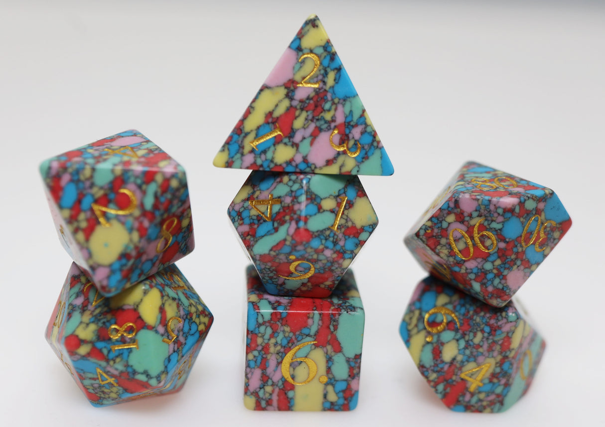 Textured Turquoise Pop Art - Engraved with Gold Stone Dice Foam Brain Games